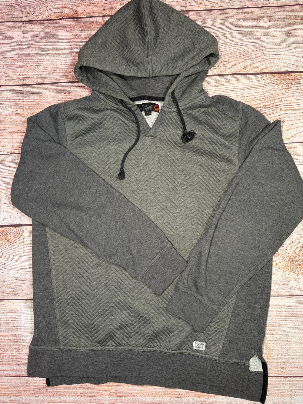 G by GUESS Men’s Small Gray Hooded Pullover Sweater Sherpa Lined Hoodie